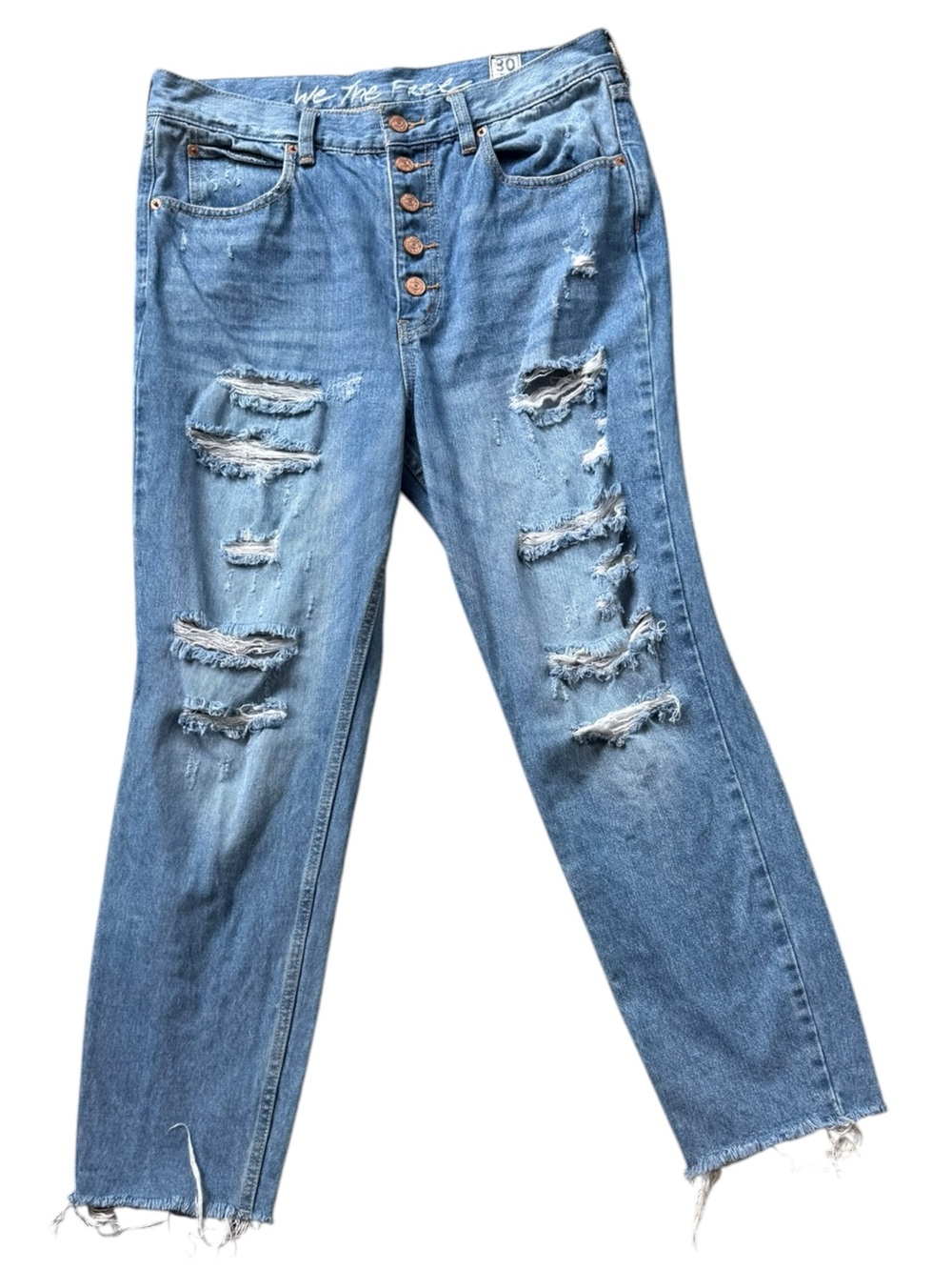 Free People We The Free High-Rise Button-Fly Boyfriend Jeans Size 30 - Picture 5 of 13